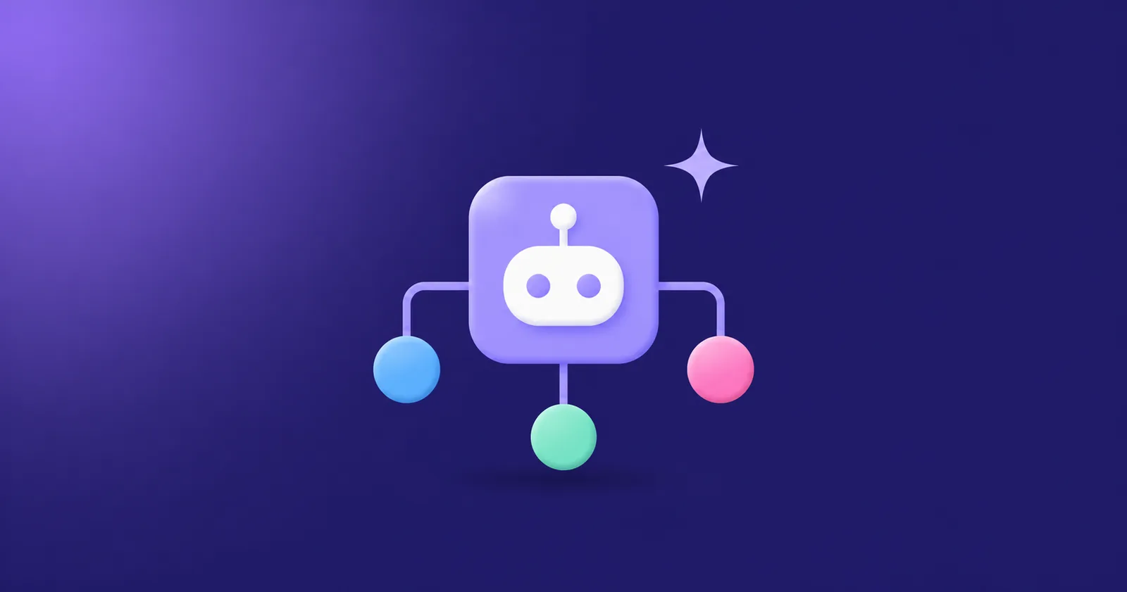 A lavender AI agent node routing marketing work out to connected tasks
