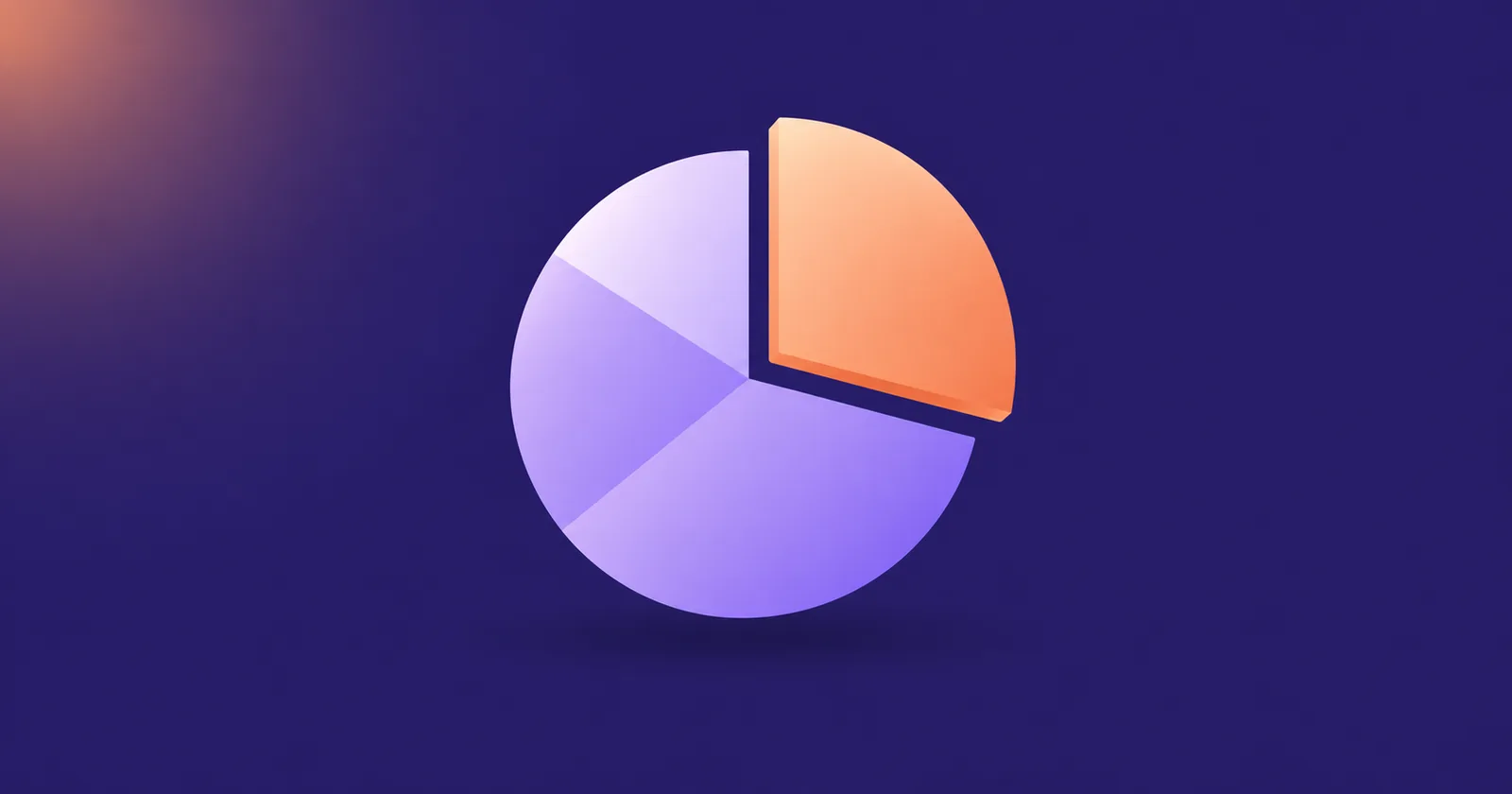 Peach pie chart with one wedge pulled out and lit on deep indigo, representing a beachhead market, the one customer segment a SaaS company wins first