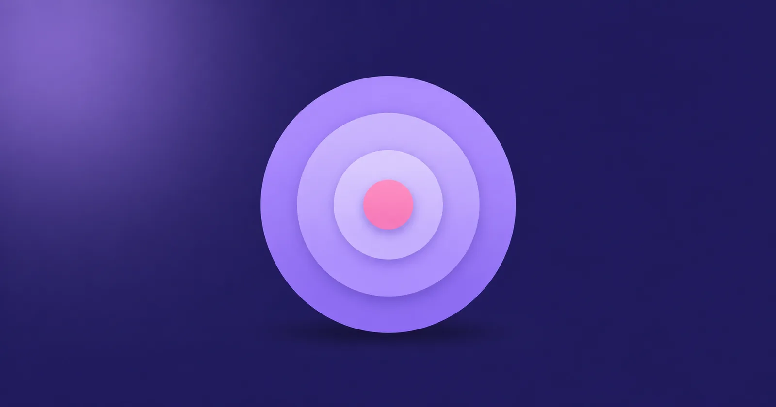 Lavender concentric-circles target with a pink dot in the center on deep indigo, representing SaaS product positioning that hits the right buyer