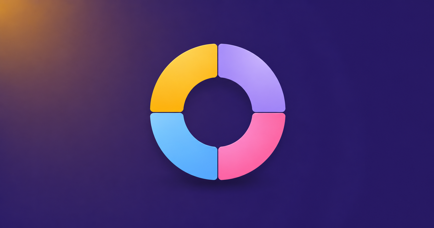 Amber four-segment donut chart, representing multi-touch marketing attribution